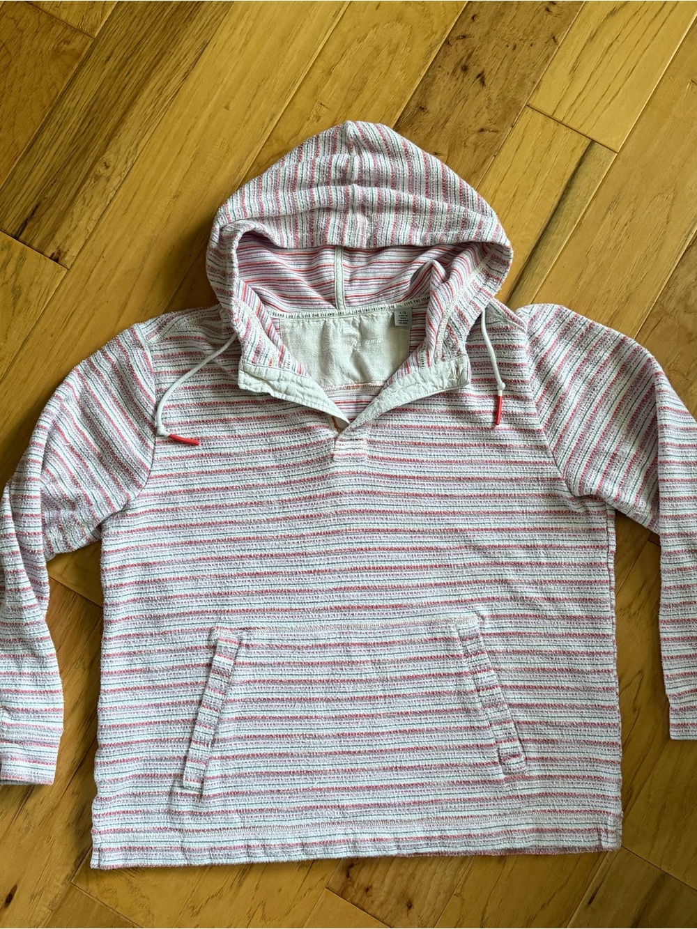 Tommy Bahama White, Pink, Orange Striped Hooded Pullover Sweater